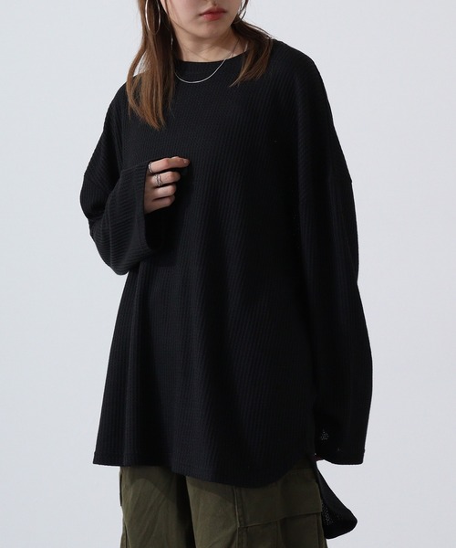 revertical（リバーティカル）の「ワッフル調BIGシルエットT（Tシャツ/カットソー・メンズ・ブルー/グレー/ブラック/ワイン・M/L）」の6枚目の写真