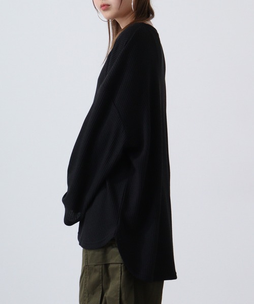 revertical（リバーティカル）の「ワッフル調BIGシルエットT（Tシャツ/カットソー・メンズ・ブルー/グレー/ブラック/ワイン・M/L）」の7枚目の写真