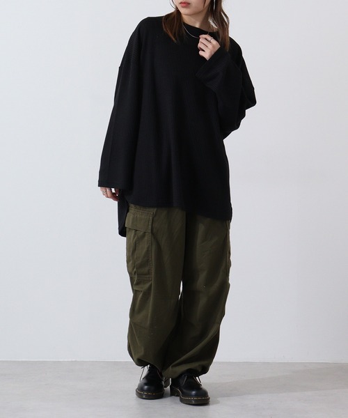 revertical（リバーティカル）の「ワッフル調BIGシルエットT（Tシャツ/カットソー・メンズ・ブルー/グレー/ブラック/ワイン・M/L）」の9枚目の写真