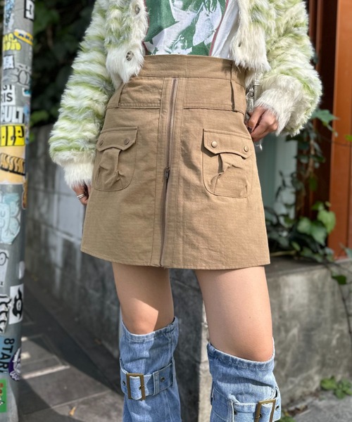 CIAOPANIC(チャオパニック)の「リップストップミリタリーミニスカパン(スカート・レディース・ブラック/カーキ・FREE)」の12枚目の写真