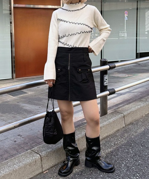 CIAOPANIC(チャオパニック)の「リップストップミリタリーミニスカパン(スカート・レディース・ブラック/カーキ・FREE)」の5枚目の写真