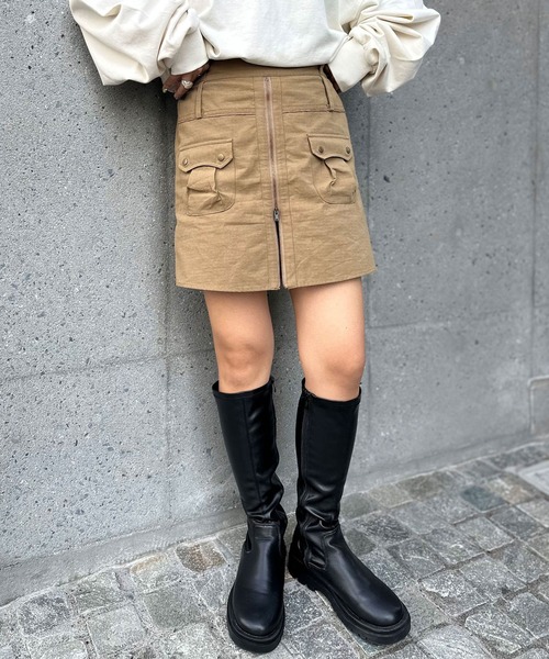 CIAOPANIC(チャオパニック)の「リップストップミリタリーミニスカパン(スカート・レディース・ブラック/カーキ・FREE)」の8枚目の写真