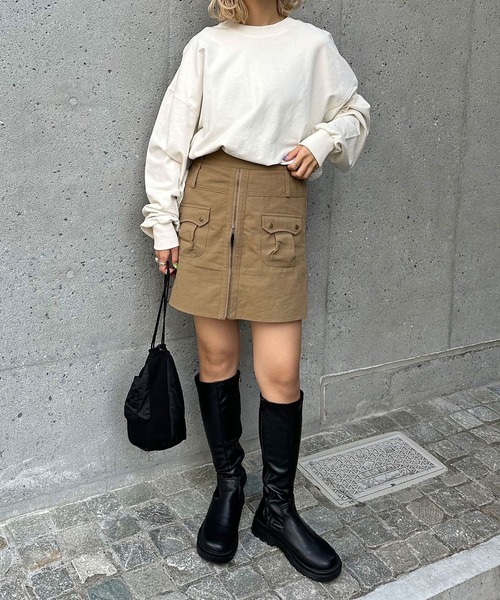 CIAOPANIC(チャオパニック)の「リップストップミリタリーミニスカパン(スカート・レディース・ブラック/カーキ・FREE)」の10枚目の写真