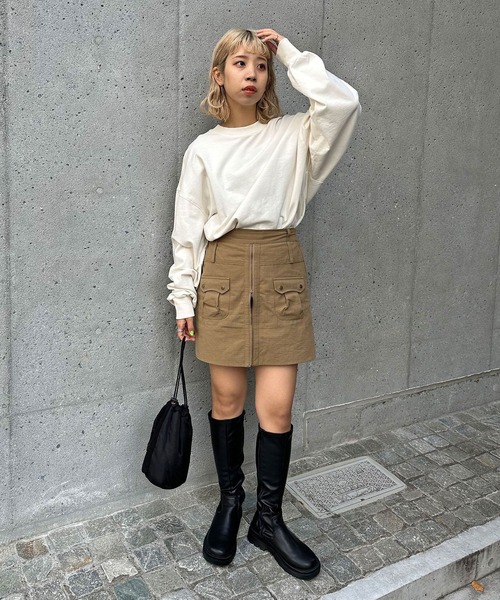 CIAOPANIC(チャオパニック)の「リップストップミリタリーミニスカパン(スカート・レディース・ブラック/カーキ・FREE)」の4枚目の写真