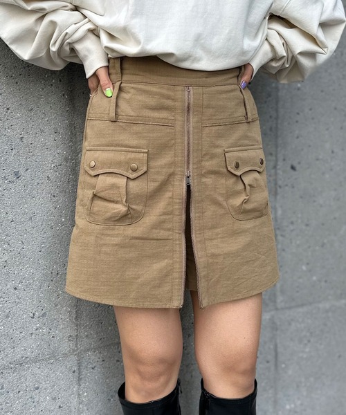 CIAOPANIC(チャオパニック)の「リップストップミリタリーミニスカパン(スカート・レディース・ブラック/カーキ・FREE)」の9枚目の写真