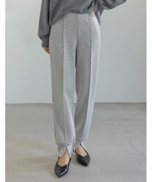 [低身長/高身長サイズ有][イージーケア]ダンボールピンタックフロントスリットジョガーパンツ