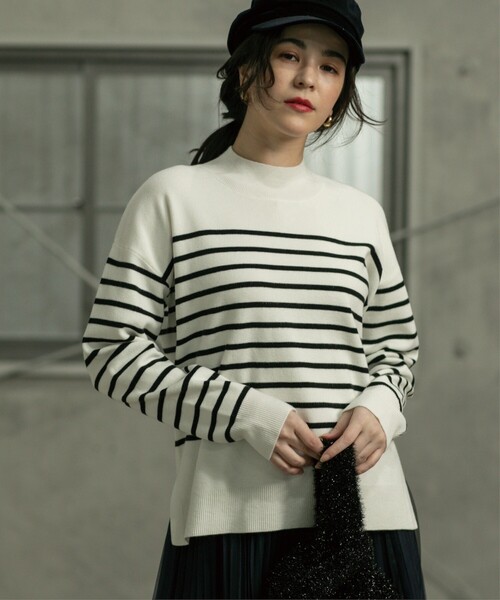 OPAQUE.CLIP（オペークドットクリップ）の「◆ハイネックワイドニット/ネオサーモ【吸湿発熱/洗濯機洗い可】（ニット/セーター・レディース・ブラック/ホワイト系その他3/オレンジ/ナチュラル・36/38/40）」の6枚目の写真