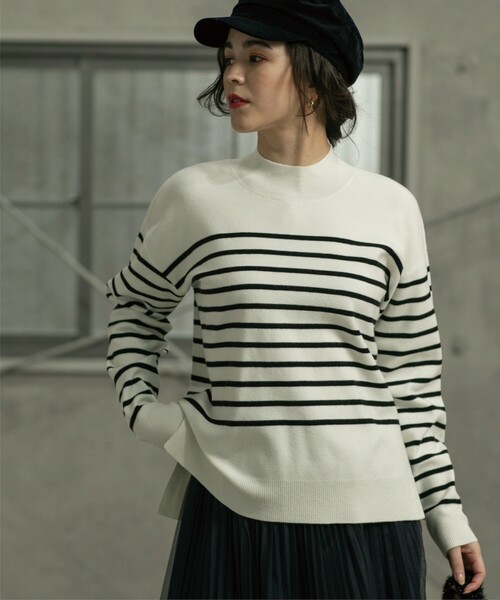 OPAQUE.CLIP（オペークドットクリップ）の「◆ハイネックワイドニット/ネオサーモ【吸湿発熱/洗濯機洗い可】（ニット/セーター・レディース・ブラック/ホワイト系その他3/オレンジ/ナチュラル・36/38/40）」の7枚目の写真