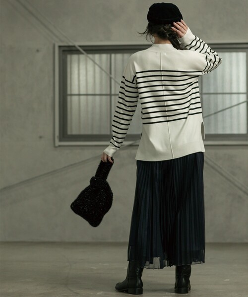 OPAQUE.CLIP（オペークドットクリップ）の「◆ハイネックワイドニット/ネオサーモ【吸湿発熱/洗濯機洗い可】（ニット/セーター・レディース・ブラック/ホワイト系その他3/オレンジ/ナチュラル・36/38/40）」の11枚目の写真