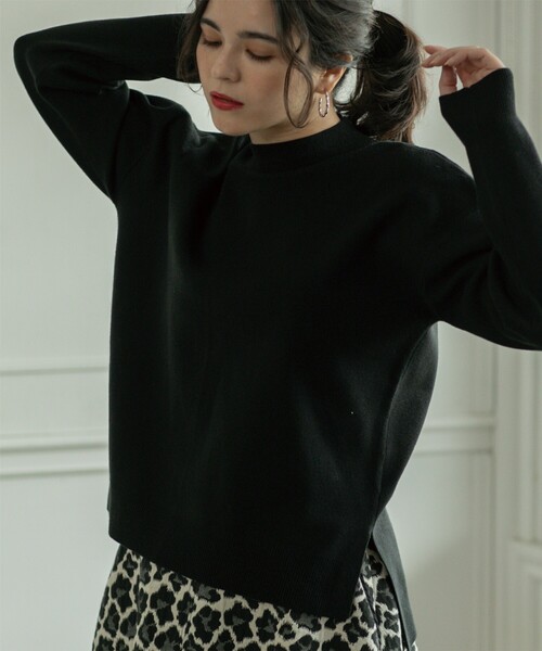 OPAQUE.CLIP（オペークドットクリップ）の「◆ハイネックワイドニット/ネオサーモ【吸湿発熱/洗濯機洗い可】（ニット/セーター・レディース・ブラック/ホワイト系その他3/オレンジ/ナチュラル・36/38/40）」の12枚目の写真