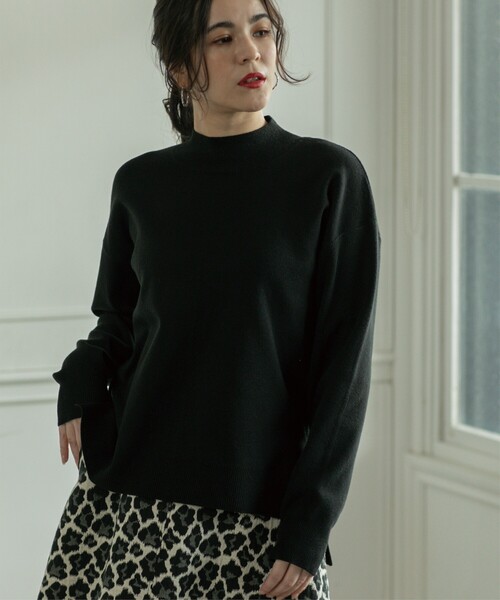 OPAQUE.CLIP（オペークドットクリップ）の「◆ハイネックワイドニット/ネオサーモ【吸湿発熱/洗濯機洗い可】（ニット/セーター・レディース・ブラック/ホワイト系その他3/オレンジ/ナチュラル・36/38/40）」の13枚目の写真