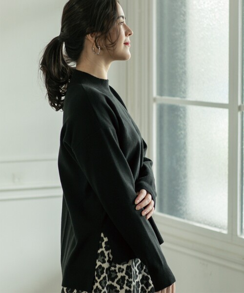 OPAQUE.CLIP（オペークドットクリップ）の「◆ハイネックワイドニット/ネオサーモ【吸湿発熱/洗濯機洗い可】（ニット/セーター・レディース・ブラック/ホワイト系その他3/オレンジ/ナチュラル・36/38/40）」の15枚目の写真