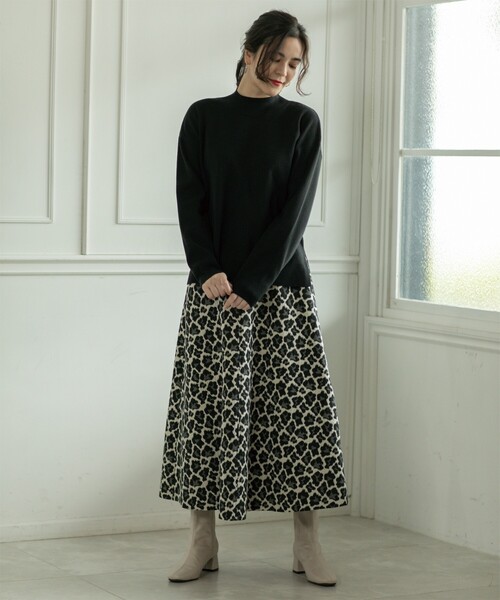 OPAQUE.CLIP（オペークドットクリップ）の「◆ハイネックワイドニット/ネオサーモ【吸湿発熱/洗濯機洗い可】（ニット/セーター・レディース・ブラック/ホワイト系その他3/オレンジ/ナチュラル・36/38/40）」の17枚目の写真