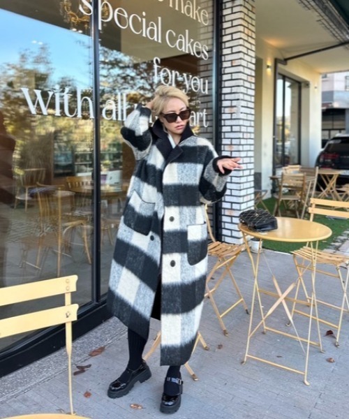 ipugo（イプゴ）の「ipugo/イプゴ チェック柄裏地ボアオーバー