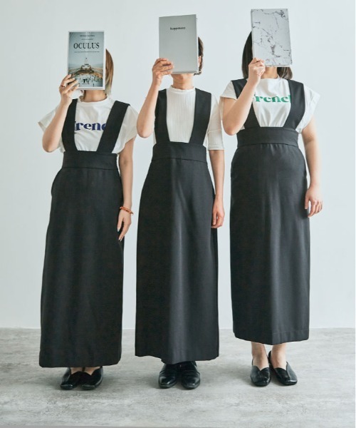 kirakiraShop(キラキラショップ)の「ストレート ジャンパースカート ジャンスカ(ジャンパースカート・レディース・ベージュ/チャコール/ブラック/モカ/アイボリー/ネイビー・L/S/M)」の14枚目の写真