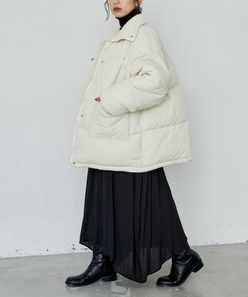 Libra Cue（リブラ キュー）の「リブタートル中綿コート（ブルゾン・レディース・ブラック/アイボリー・FREE）」の9枚目の写真