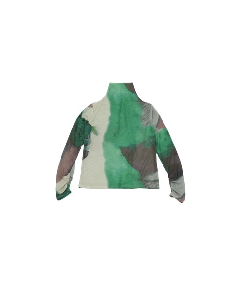 Uenui（ウニュイ）の「ウォーターカラー シアー タートルネック トップス シースルー マーブル シースルートップス 長袖 シアートップス 長袖（Tシャツ/カットソー・レディース・グリーン・FREE）」の6枚目の写真