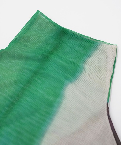 Uenui（ウニュイ）の「ウォーターカラー シアー タートルネック トップス シースルー マーブル シースルートップス 長袖 シアートップス 長袖（Tシャツ/カットソー・レディース・グリーン・FREE）」の8枚目の写真