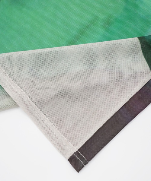 Uenui（ウニュイ）の「ウォーターカラー シアー タートルネック トップス シースルー マーブル シースルートップス 長袖 シアートップス 長袖（Tシャツ/カットソー・レディース・グリーン・FREE）」の9枚目の写真