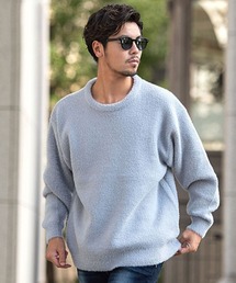 『CavariA/キャバリア』フェザーヤーンルーズサイズクルー長袖ニット