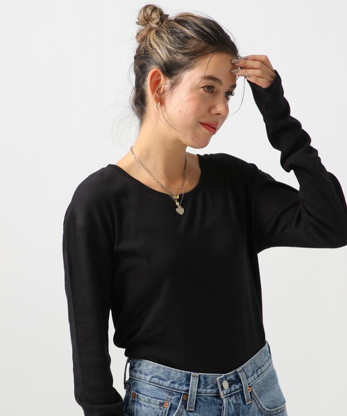 BAYFLOW（ベイフロー）の「2WAYクルーネックプルオーバー（Tシャツ/カットソー・レディース・オフホワイト/パープル/ブラック・FREE）」の4枚目の写真