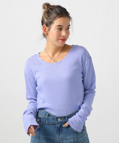 BAYFLOW（ベイフロー）の「2WAYクルーネックプルオーバー（Tシャツ/カットソー・レディース・オフホワイト/パープル/ブラック・FREE）」の8枚目の写真