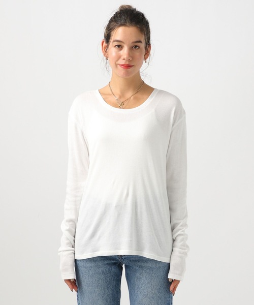 BAYFLOW（ベイフロー）の「2WAYクルーネックプルオーバー（Tシャツ/カットソー・レディース・オフホワイト/パープル/ブラック・FREE）」の14枚目の写真