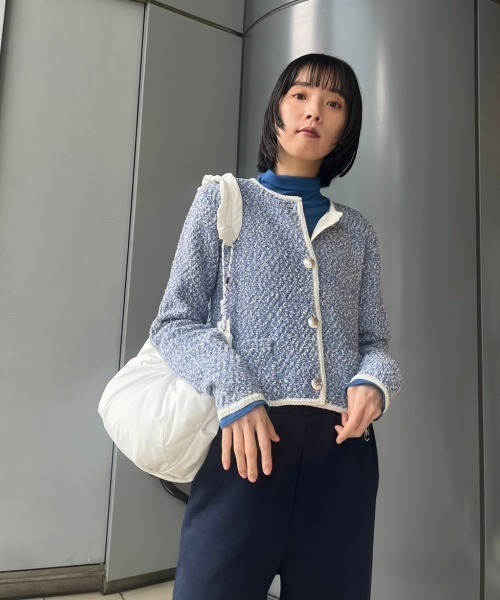 emmi メランジニットジャケット　新品未使用 エミ emmi emmi atelier コンパクトニットジャケット レディース 秋 冬