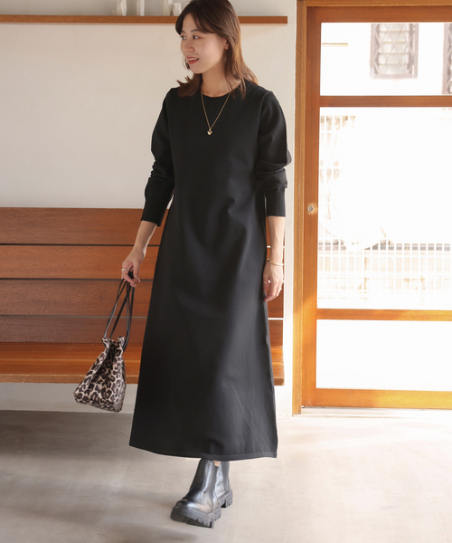 JOURNAL STANDARD relume(ジャーナルスタンダード レリューム)の「ウォッシャブルエステルヤーンフレアワンピース(ワンピース・レディース・ブラック/ネイビー/アイボリー・FREE)」の5枚目の写真