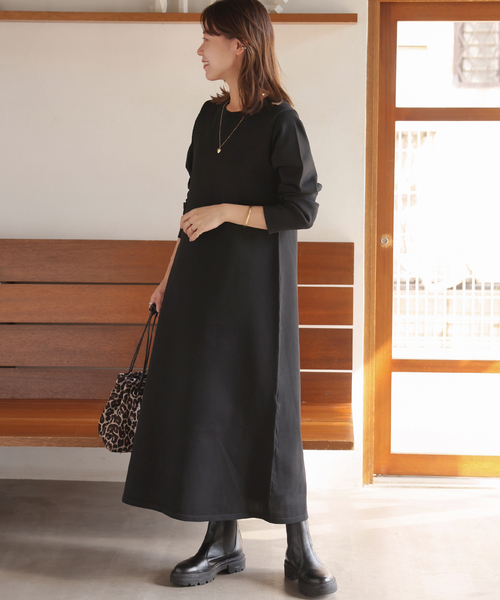 JOURNAL STANDARD relume(ジャーナルスタンダード レリューム)の「ウォッシャブルエステルヤーンフレアワンピース(ワンピース・レディース・ブラック/ネイビー/アイボリー・FREE)」の7枚目の写真