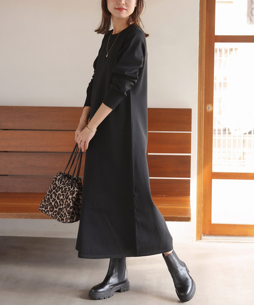 JOURNAL STANDARD relume(ジャーナルスタンダード レリューム)の「ウォッシャブルエステルヤーンフレアワンピース(ワンピース・レディース・ブラック/ネイビー/アイボリー・FREE)」の8枚目の写真