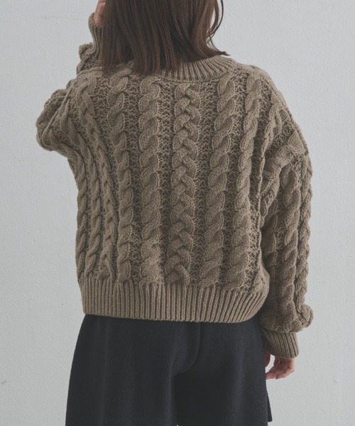 paravion（パラビオン）の「ケーブル編みベーシックニット（ニット/セーター・レディース・モカ/アイボリー/ベージュ・FREE）」の12枚目の写真