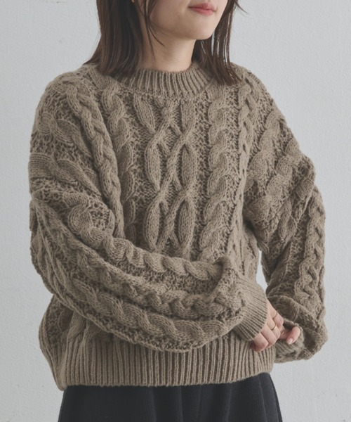 paravion（パラビオン）の「ケーブル編みベーシックニット（ニット/セーター・レディース・モカ/アイボリー/ベージュ・FREE）」の16枚目の写真