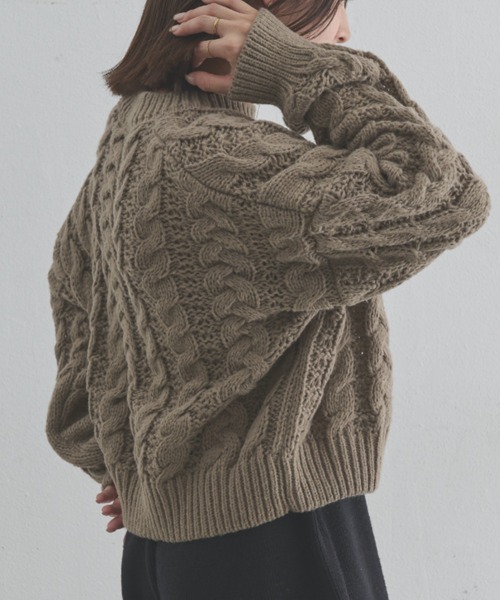 paravion（パラビオン）の「ケーブル編みベーシックニット（ニット/セーター・レディース・モカ/アイボリー/ベージュ・FREE）」の17枚目の写真
