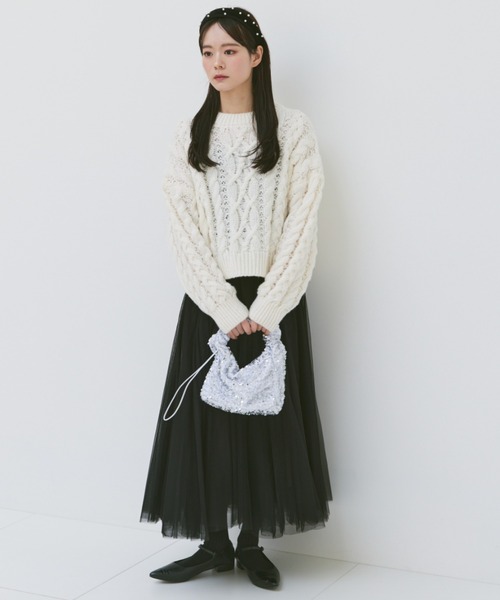 paravion（パラビオン）の「ケーブル編みベーシックニット（ニット/セーター・レディース・モカ/アイボリー/ベージュ・FREE）」の21枚目の写真