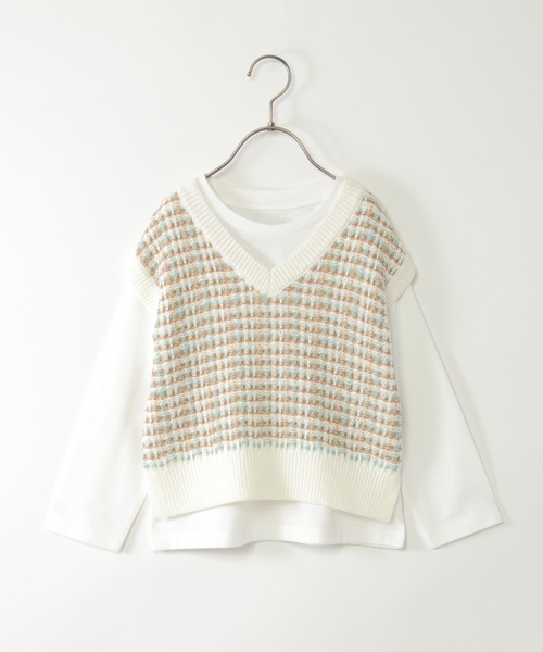 ikka(イッカ)の「【親子コーデ】ジャガードニットベストSET(120~160cm)(アンサンブル・キッズ・グリーン/ブルー・120/130/150/160/140)」の8枚目の写真