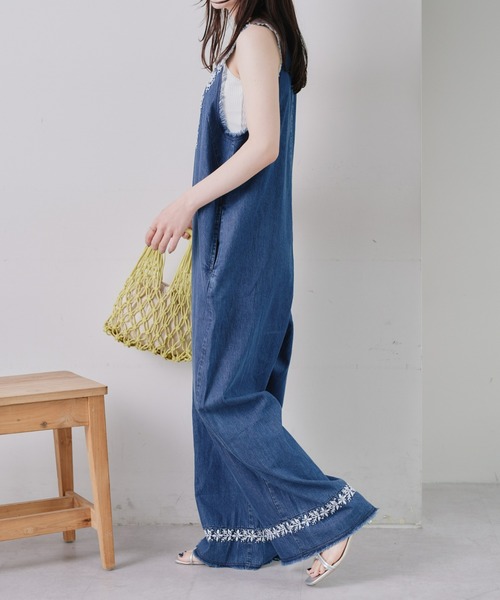 45rpm45rネイビー デニム 刺繍オーバーオール訳あり❗️ 45rpm45rネイビー デニム 刺繍オーバーオール訳あり❗️