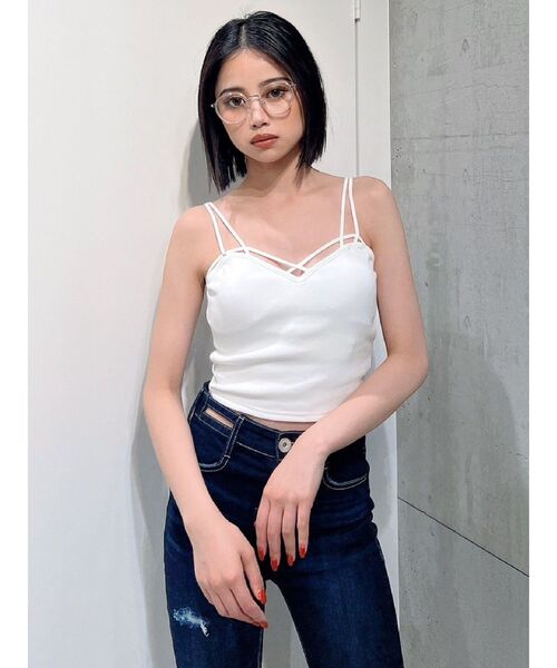 GYDA(ジェイダ)の「バインダービスチェ(キャミソール・レディース・オフホワイト/ブラック・FREE)」の3枚目の写真