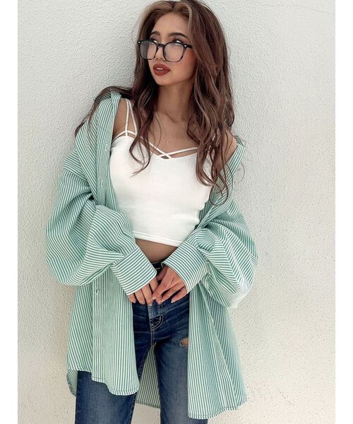 GYDA(ジェイダ)の「バインダービスチェ(キャミソール・レディース・オフホワイト/ブラック・FREE)」の6枚目の写真