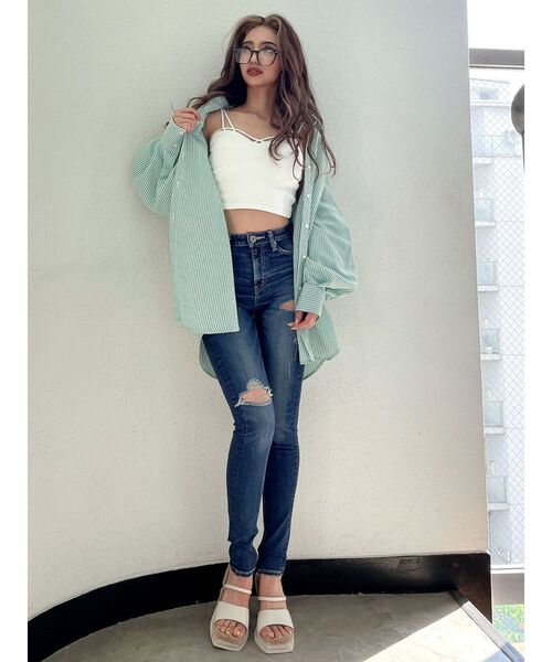 GYDA(ジェイダ)の「バインダービスチェ(キャミソール・レディース・オフホワイト/ブラック・FREE)」の13枚目の写真