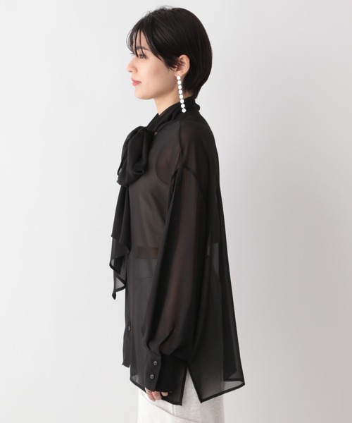 RAGEBLUE（レイジブルー）の「BIGリボン/袖ボリュームシアーボウタイブラウス（シャツ/ブラウス・レディース・ホワイト/ブラック・FREE）」の16枚目の写真