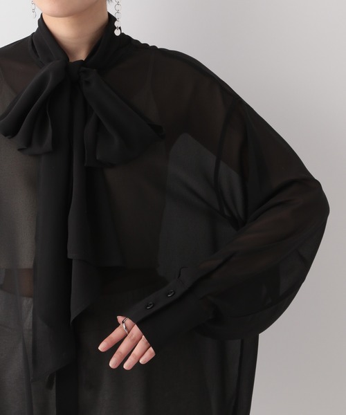RAGEBLUE（レイジブルー）の「BIGリボン/袖ボリュームシアーボウタイブラウス（シャツ/ブラウス・レディース・ホワイト/ブラック・FREE）」の20枚目の写真