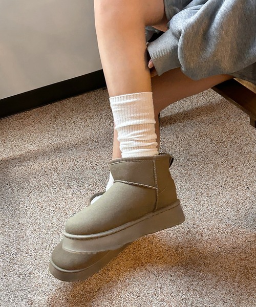 セール】厚底ショートムートンブーツ（ブーツ）｜by muni:r（バイ