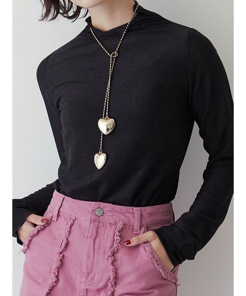 jouetie（ジュエティ）の「ラメハイネックシアートップス（Tシャツ/カットソー・レディース・シルバー/ブラック/グリーン/ピンク/ブルー・MEDIUM）」の14枚目の写真