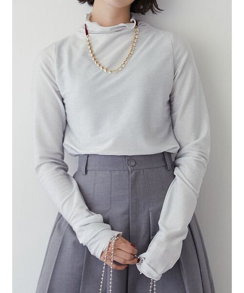 jouetie（ジュエティ）の「ラメハイネックシアートップス（Tシャツ/カットソー・レディース・シルバー/ブラック/グリーン/ピンク/ブルー・MEDIUM）」の19枚目の写真