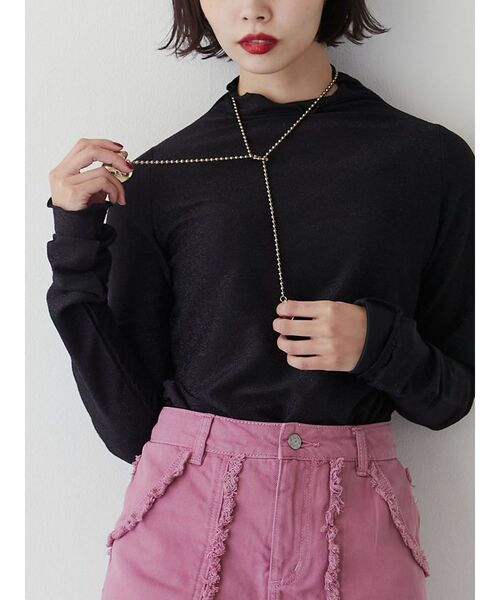 jouetie（ジュエティ）の「ラメハイネックシアートップス（Tシャツ/カットソー・レディース・シルバー/ブラック/グリーン/ピンク/ブルー・MEDIUM）」の22枚目の写真