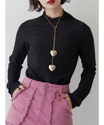 ラメハイネックシアートップス