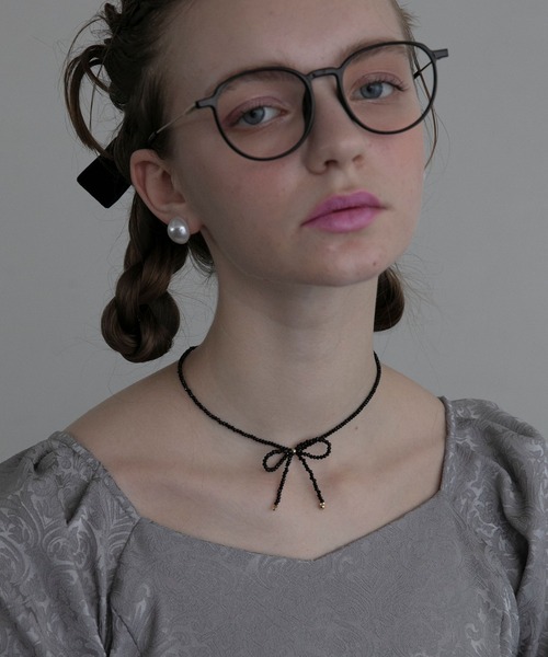 BONLECILL noir（ボンルシールノワール）の「【BONLECILL noir】リボンモチーフチョーカー／ネックレス（ネックレス・レディース・ブラック/ホワイト・FREE）」の8枚目の写真