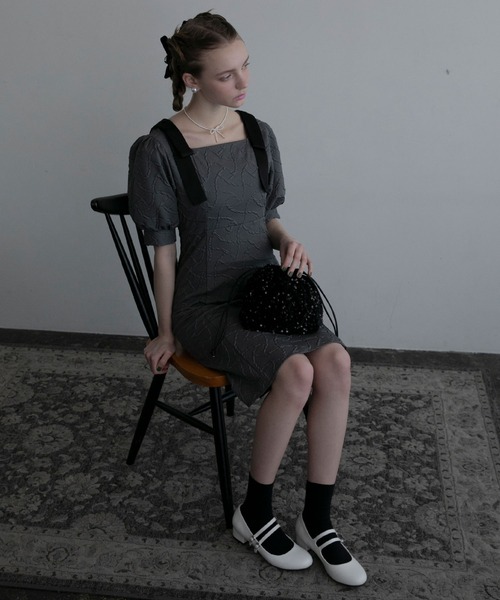 BONLECILL noir（ボンルシールノワール）の「【BONLECILL noir】リボンモチーフチョーカー／ネックレス（ネックレス・レディース・ブラック/ホワイト・FREE）」の6枚目の写真