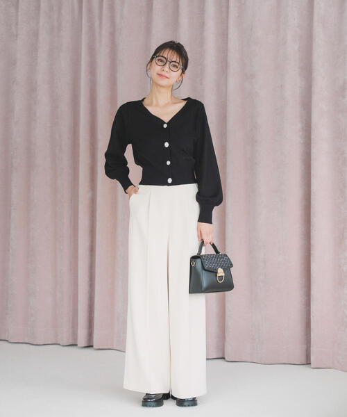 PROPORTION BODY DRESSING(プロポーションボディドレッシング)の「ランダムビジューボタンニットカーディガン / 1214174302(カーディガン/ボレロ・レディース・ベージュ/ホワイト系その他/ブラック・FREE)」の17枚目の写真